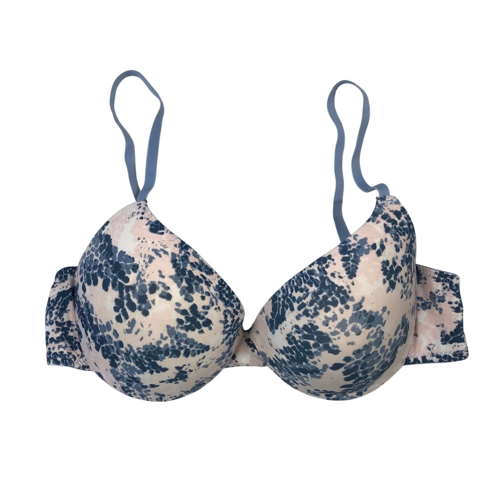 Gigi Amore 38B Push Up Bra Blue Pink Snakeskin Animal Print Padded Underwire
